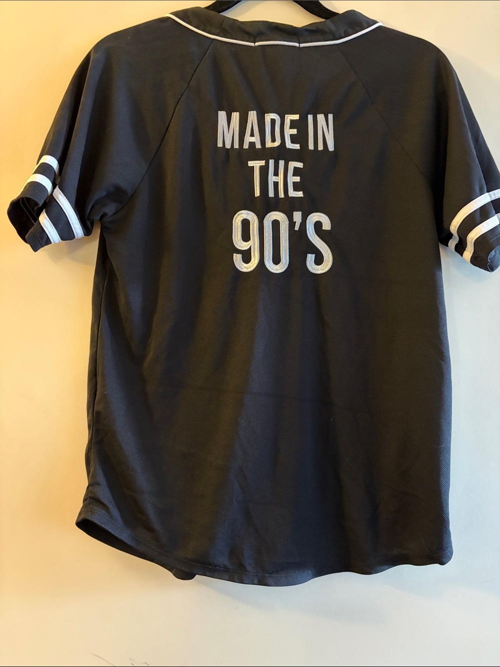 Forever 21 Black Jersey Top with White Trim and '90 Detail
